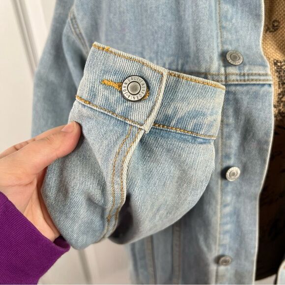 Sz XL John Galt Upcycled Hand Painted Graphic “Just Suck it” Lip Denim Jacket - Picture 8 of 14